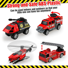 Blooming Lilies fire trucks side detail, removable parts support fine motor exploration.