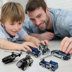Blooming Lilies bulletproof police car toy promotes safe, focused play and fine motor skills.