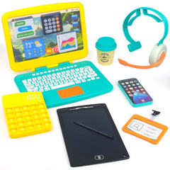 BLOONSY foldable laptop with clickable buttons for realistic office play.