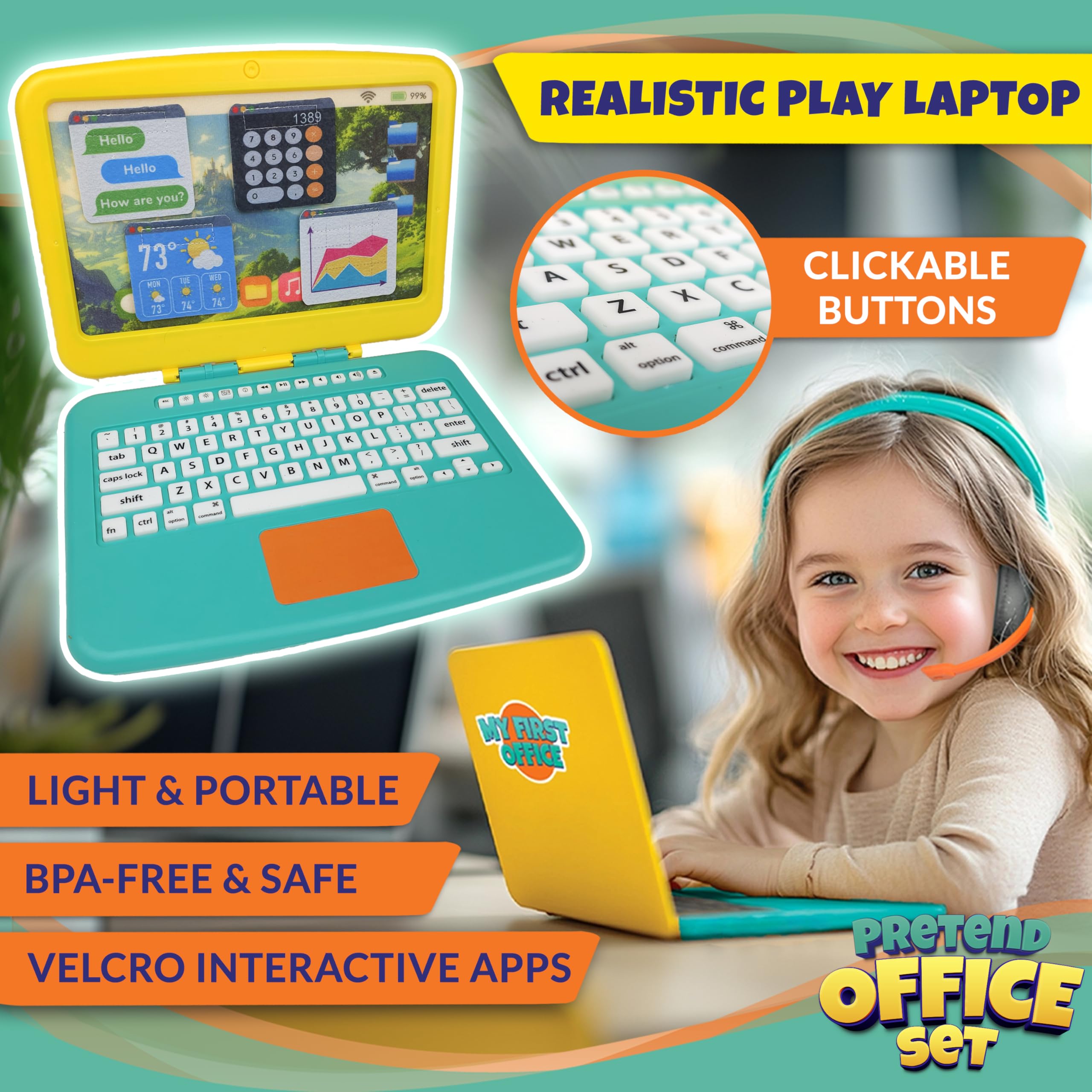BLOONSY pretend smartphone with sounds and lights for role play.