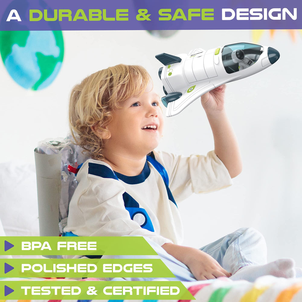 BLOONSY Space Shuttle Toy astronaut figure fits inside for hands-on mission play.