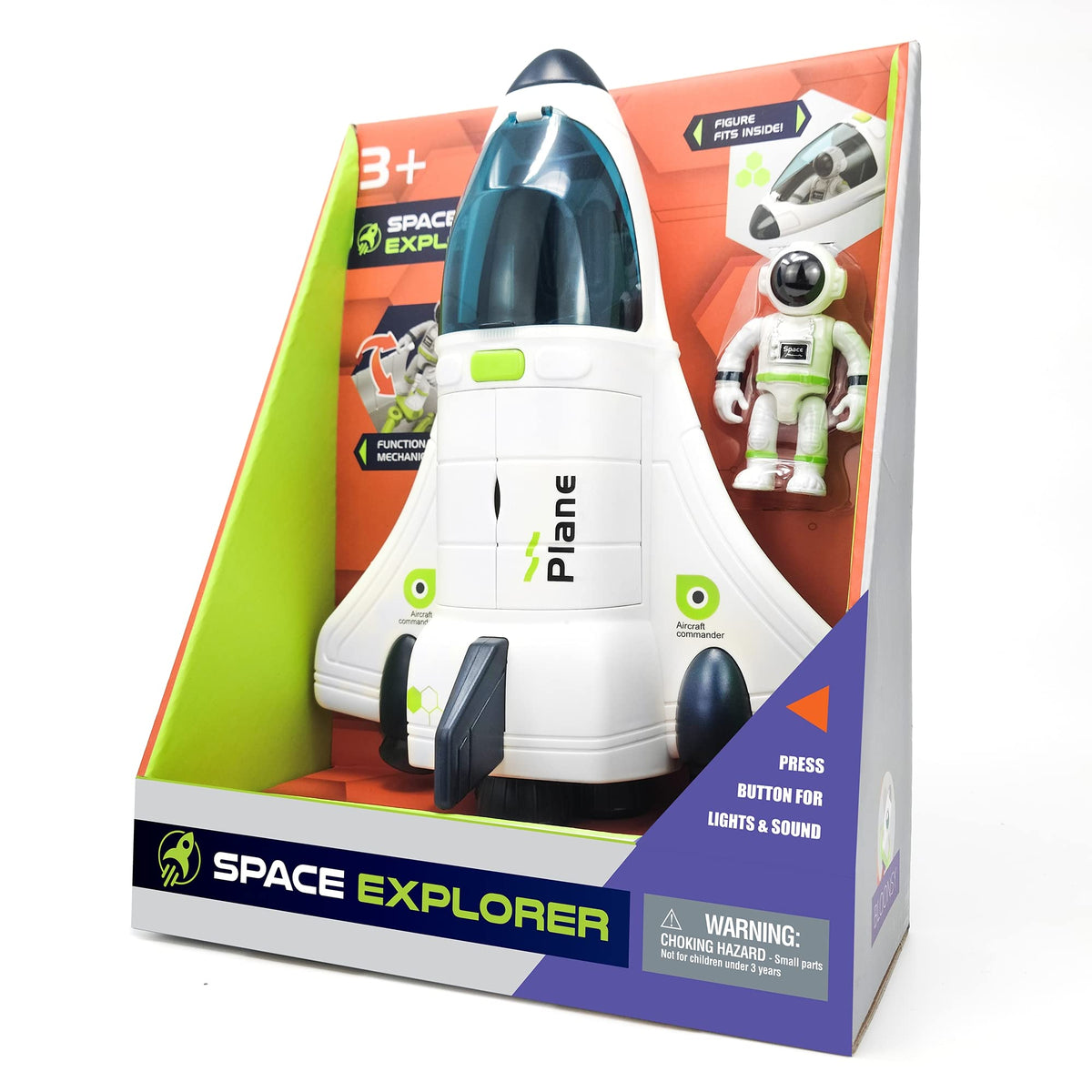 BLOONSY Space Shuttle Toy front view showing compact design for playtime.