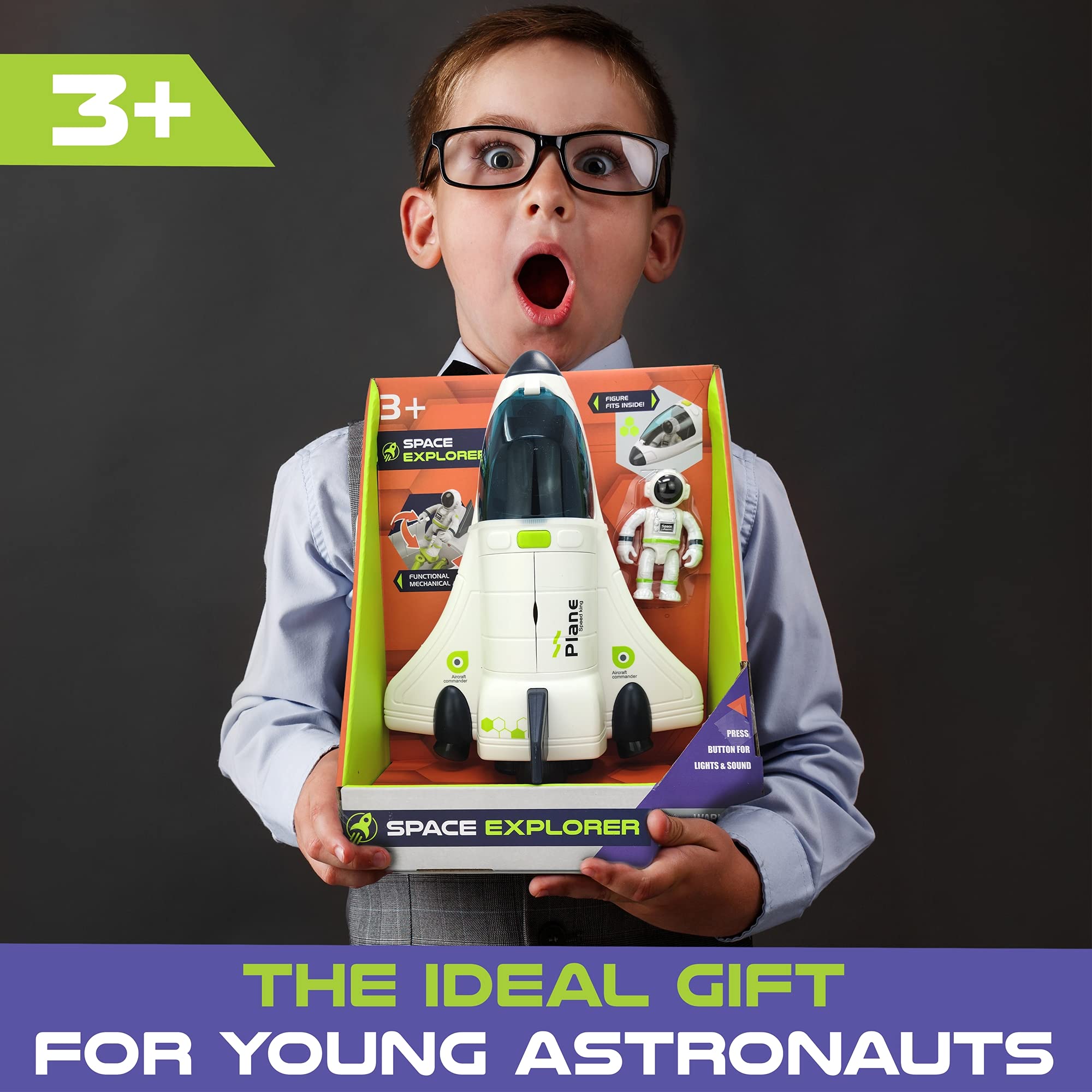 BLOONSY Space Shuttle Toy launch sounds and lights boost pretend play excitement.