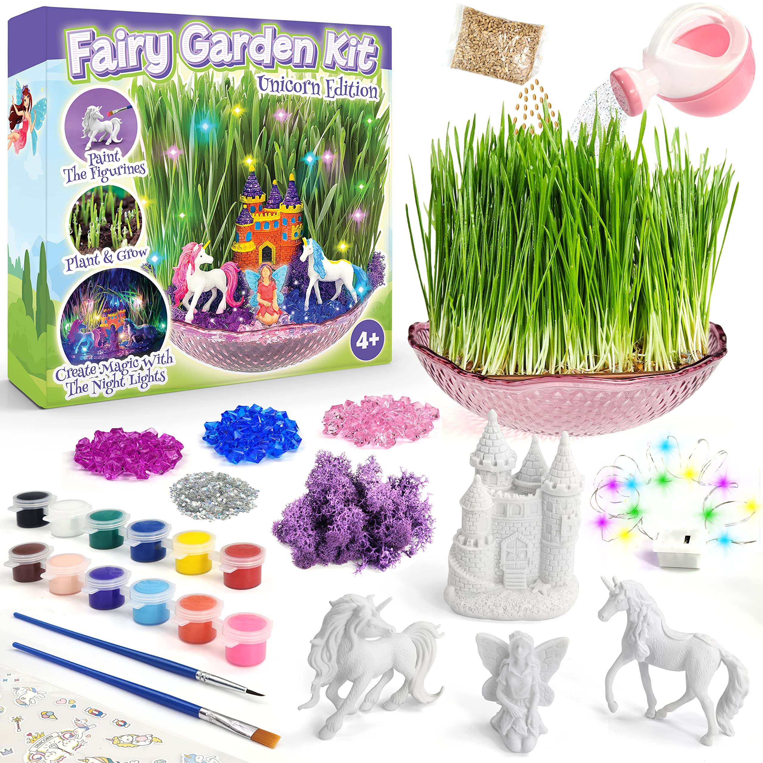 BLOONSY Unicorn Fairy Garden Kit miniatures bring tiny characters to life.