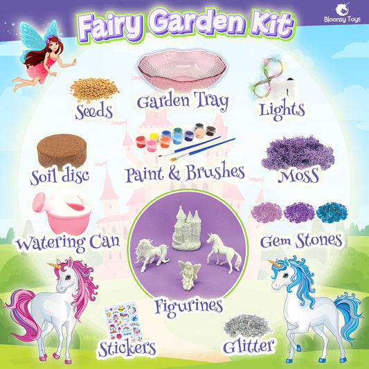 BLOONSY Unicorn Fairy Garden Kit painting session showcases vibrant colors for budding artists.