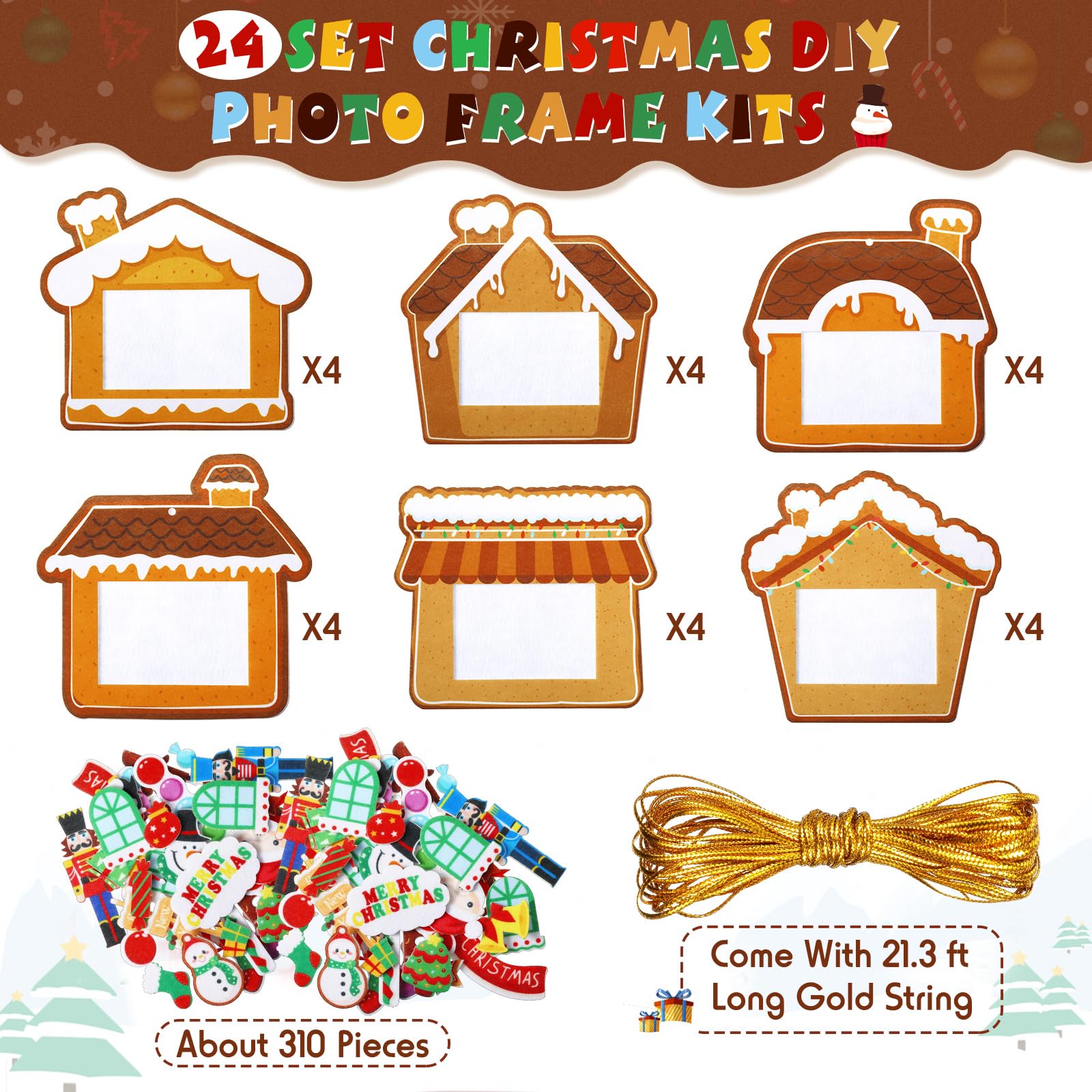 Blosssound 24-piece Christmas frames—great for classroom or family gallery walls.