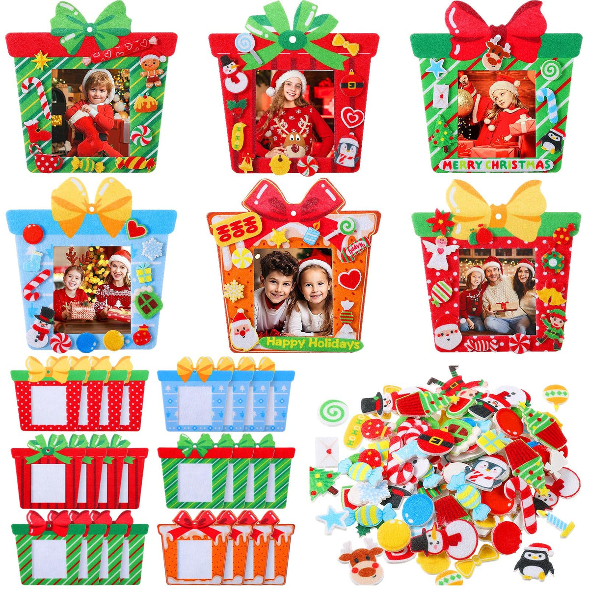 Blosssound Christmas DIY photo frames with present box design for festive display