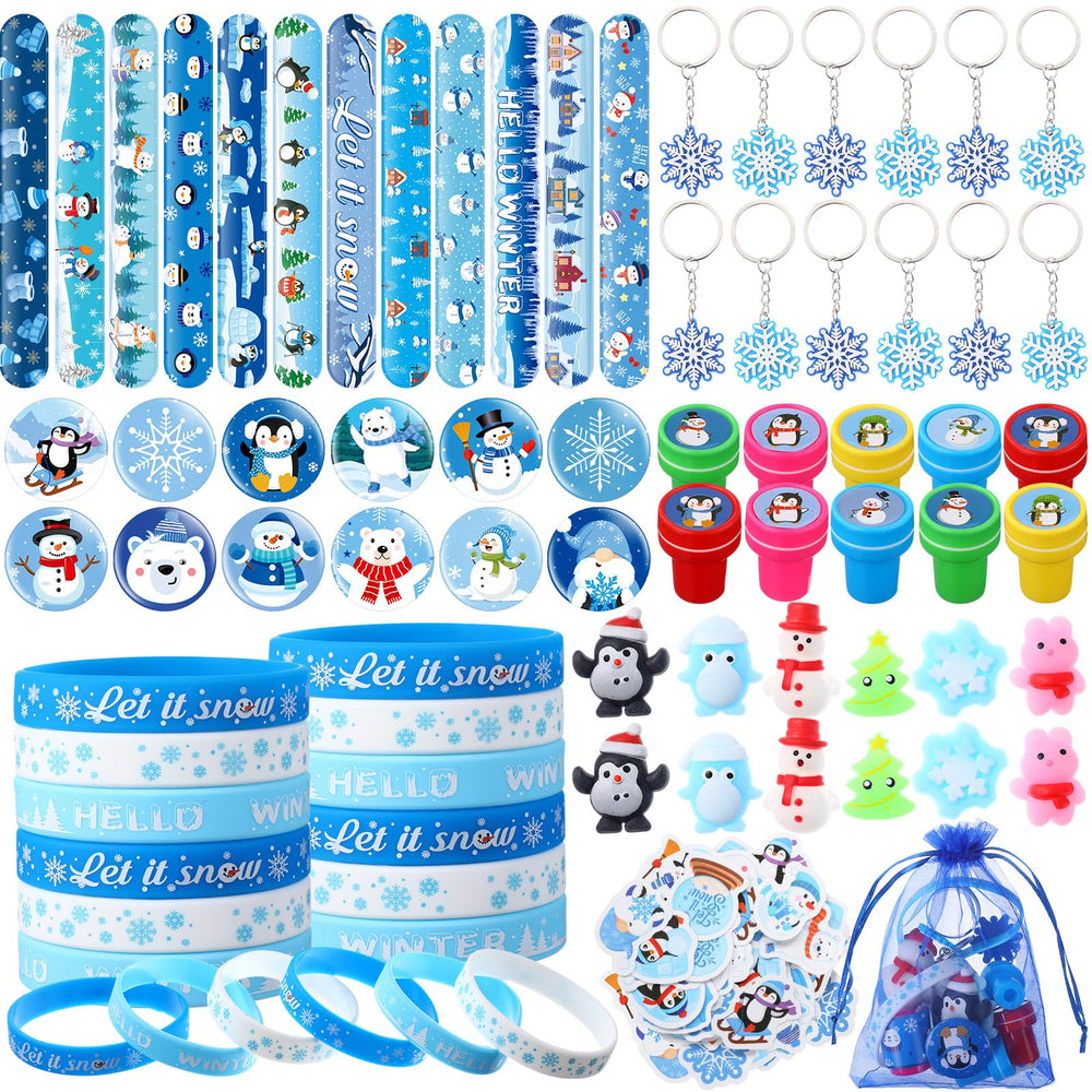 Blosssound winter gift bags set with snowflake accents for festive party favors.