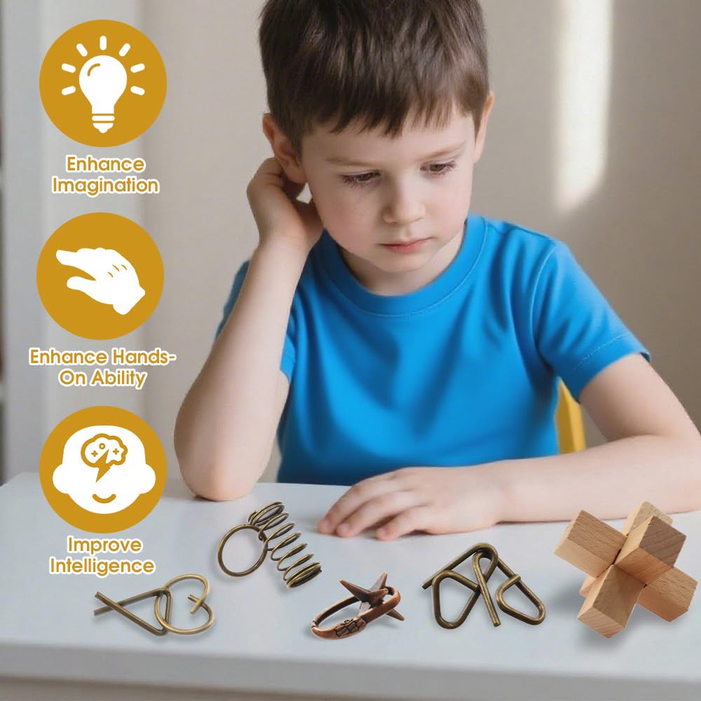 Blovec 3D interlock puzzle featuring metal pieces and wooden frames for spatial thinking.