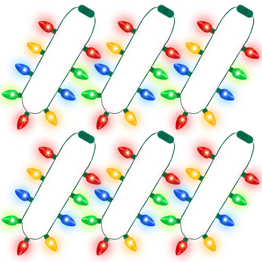 Blowata 6pcs Christmas light necklace pack adds group fun to parties.