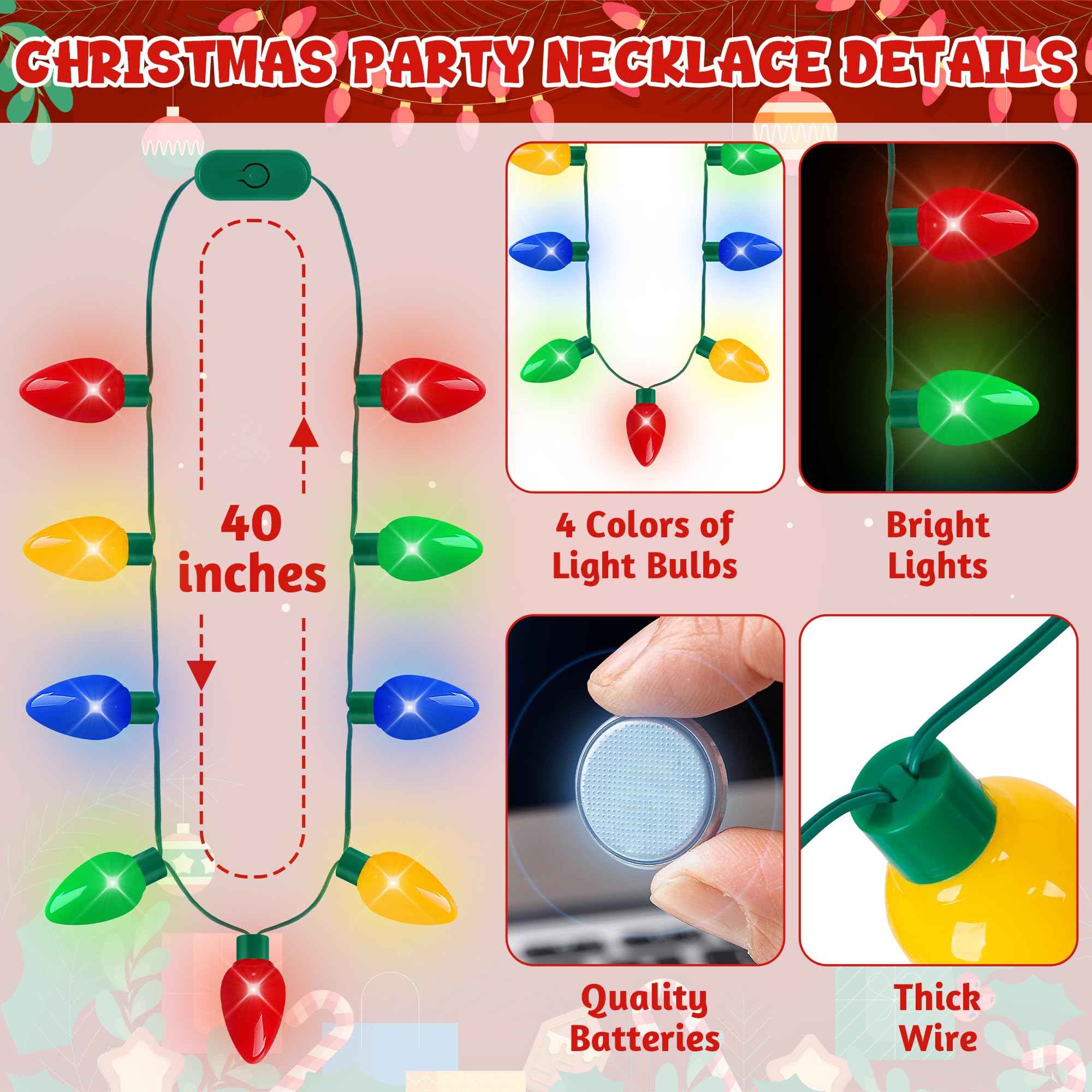 Blowata 9-bulb necklace lit for eye-catching holiday celebrations