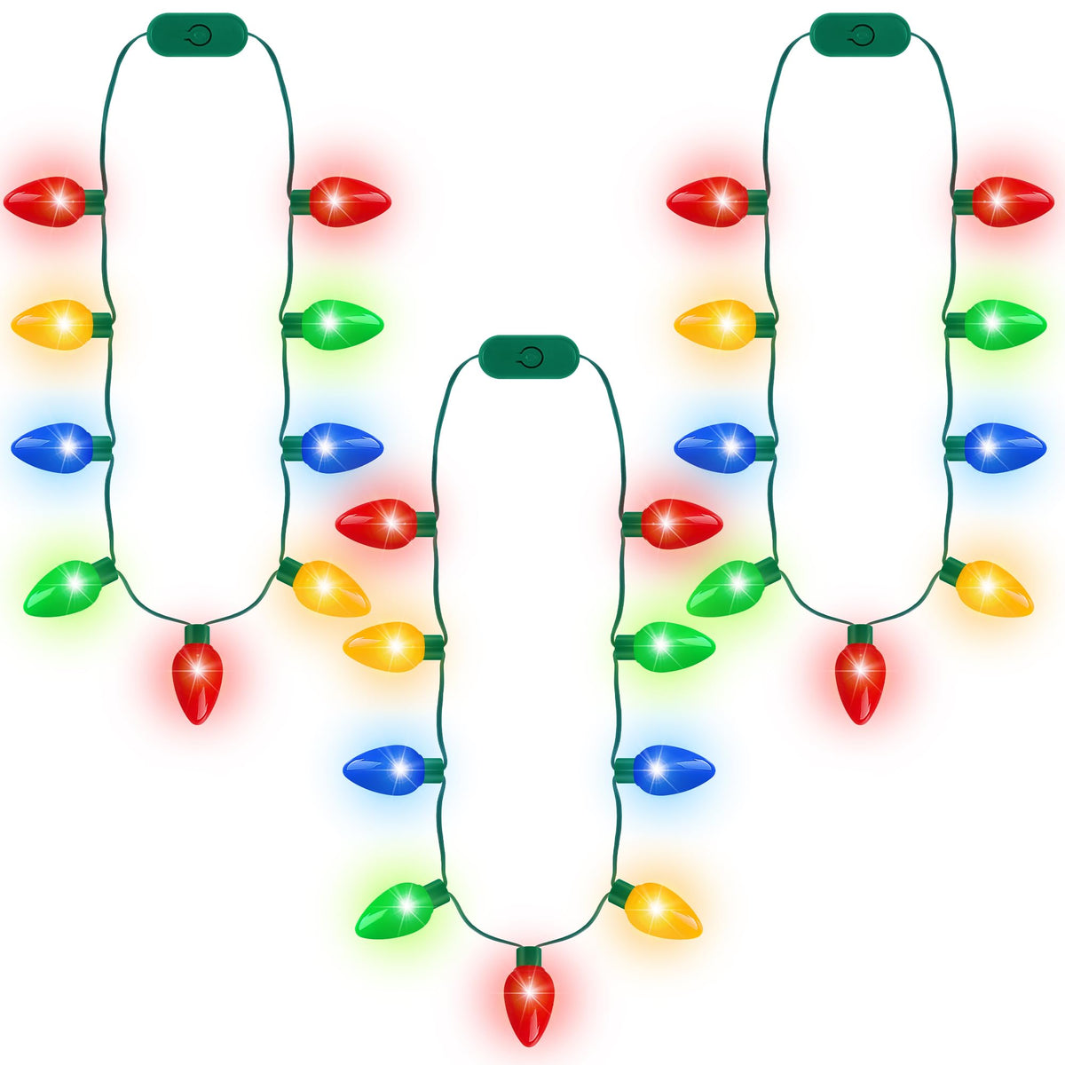 Blowata 9PCS Christmas Light Necklace with multi-color LEDs for festive wear