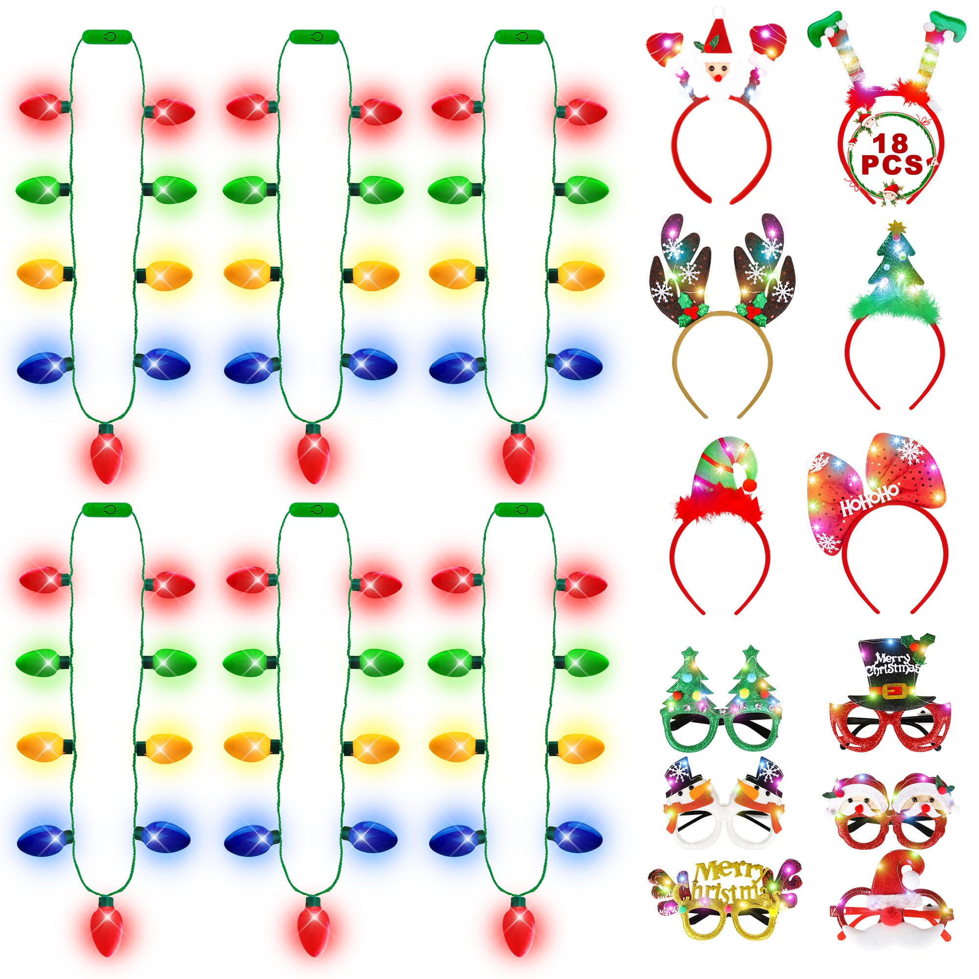 Blowata Christmas headband with reindeer design glowing for festive outfits.