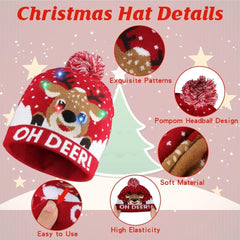 Blowata LED-knit hat with pom-pom detail for playful holiday style.