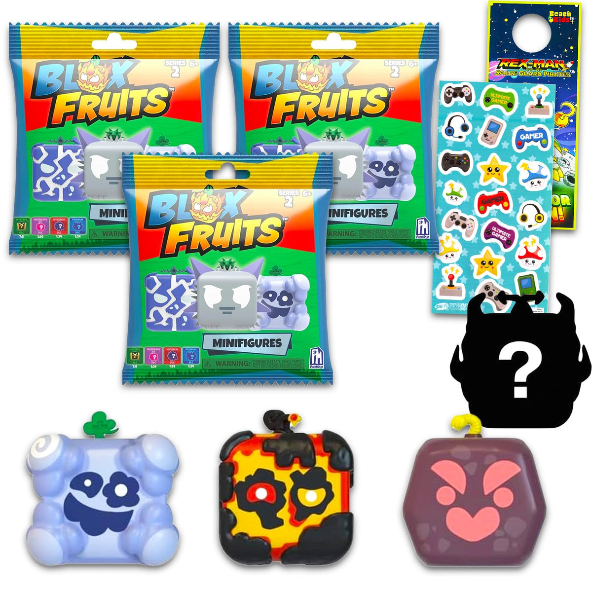 Blox Fruits mystery blind bag set with three figures for party favors and collection