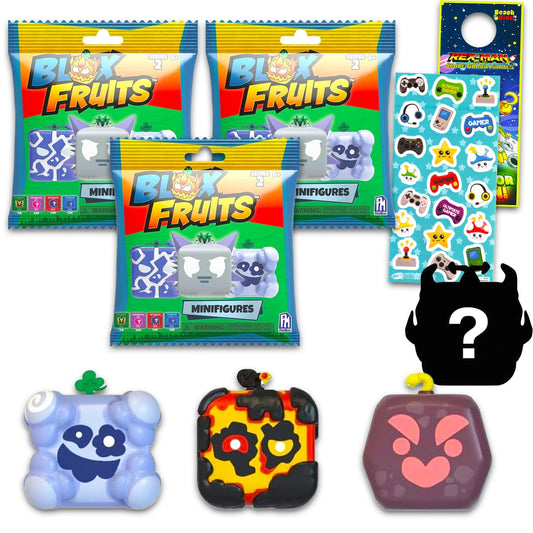 Blox Fruits mystery blind bag set with three figures for party favors and collection