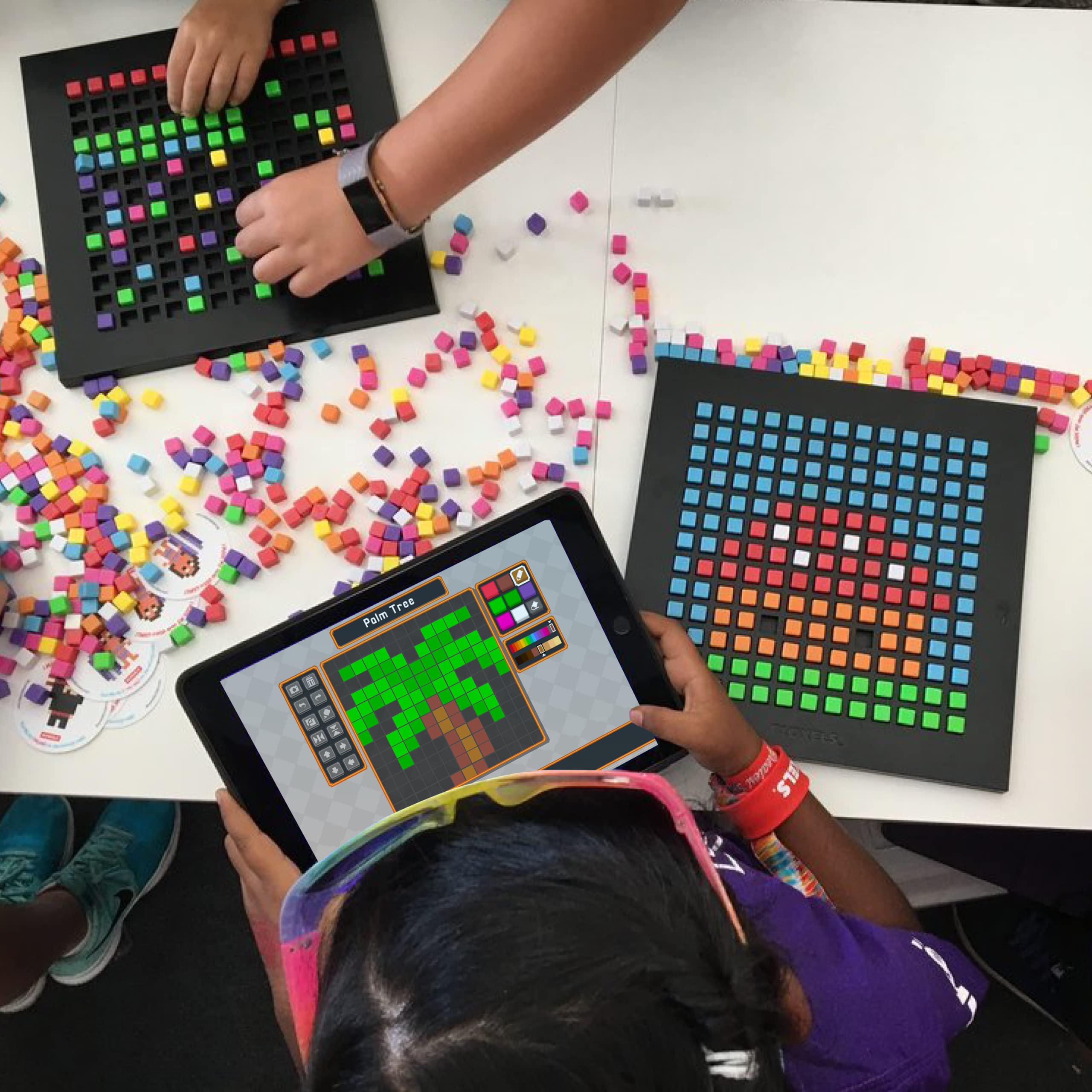 Bloxels build characters on the board for bringing them to life in the app.