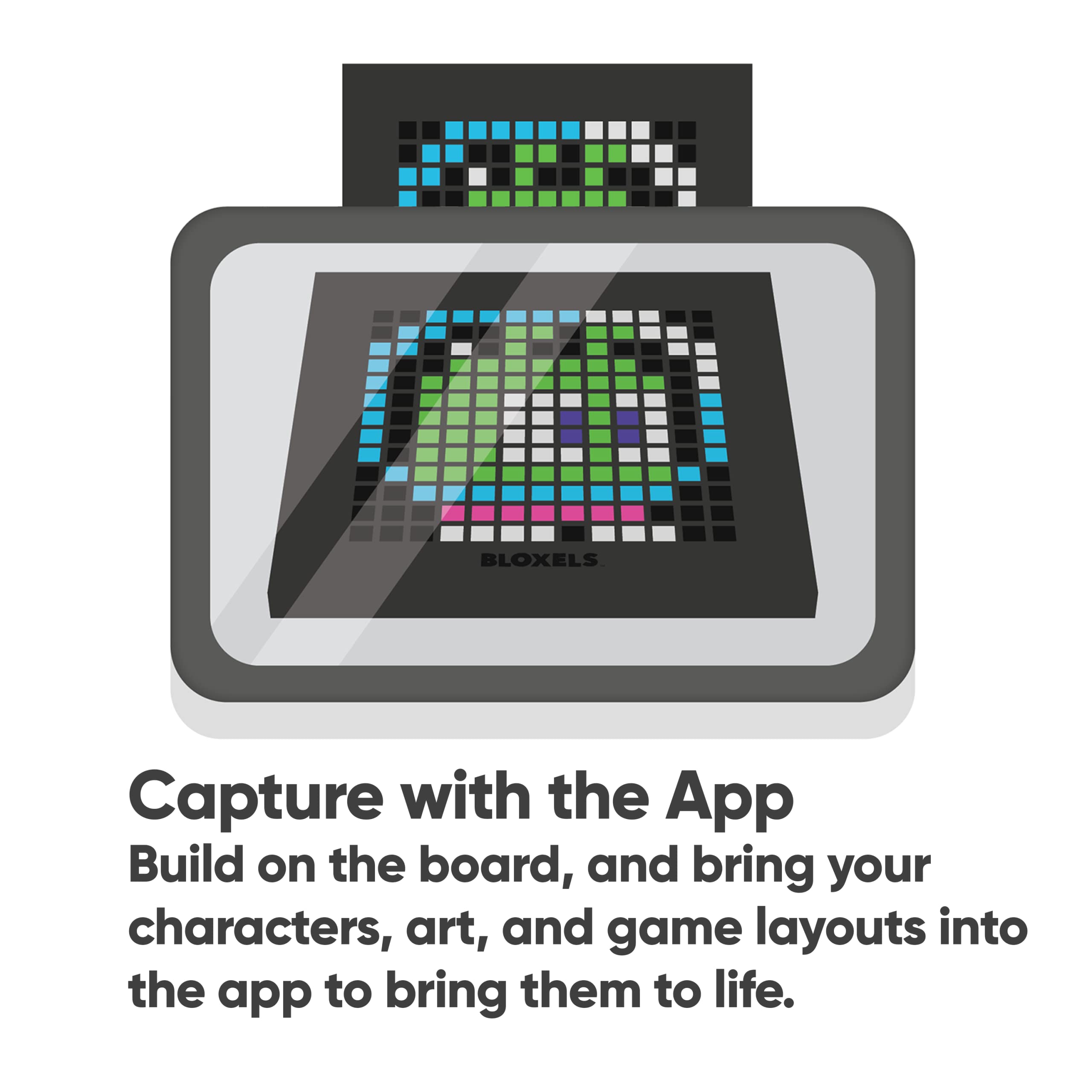 Bloxels game layouts showcase eight block types in action.