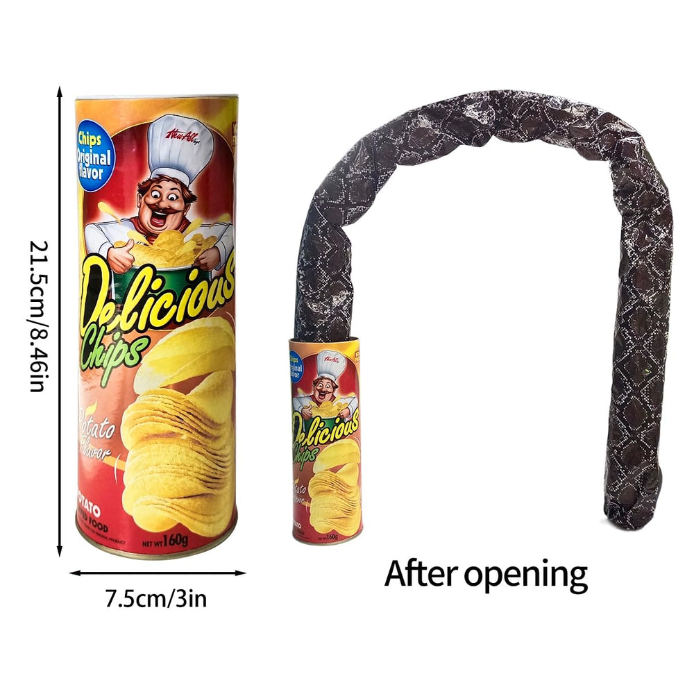 Blppldyci potato chip snake can jump opening action—unforgettable surprise moment.