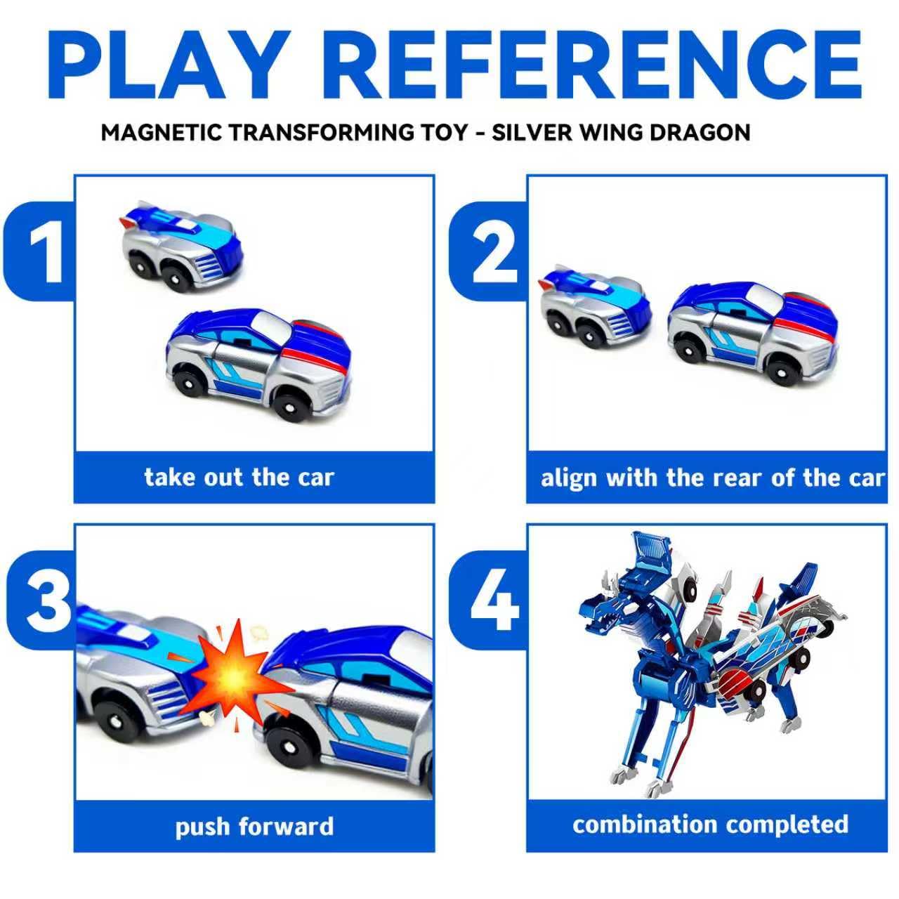 Blue Dragon crash-action cars demonstrate dynamic play and quick story prompts.