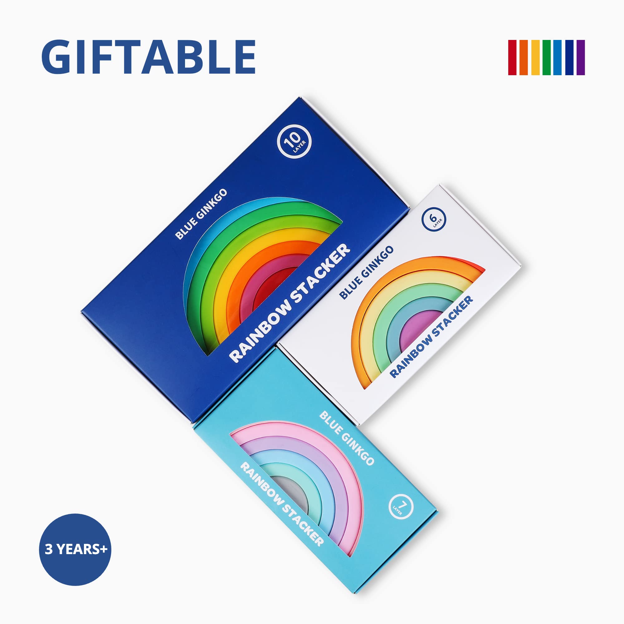 Compact 3.55-inch tall rainbow for safe toddler stacking.