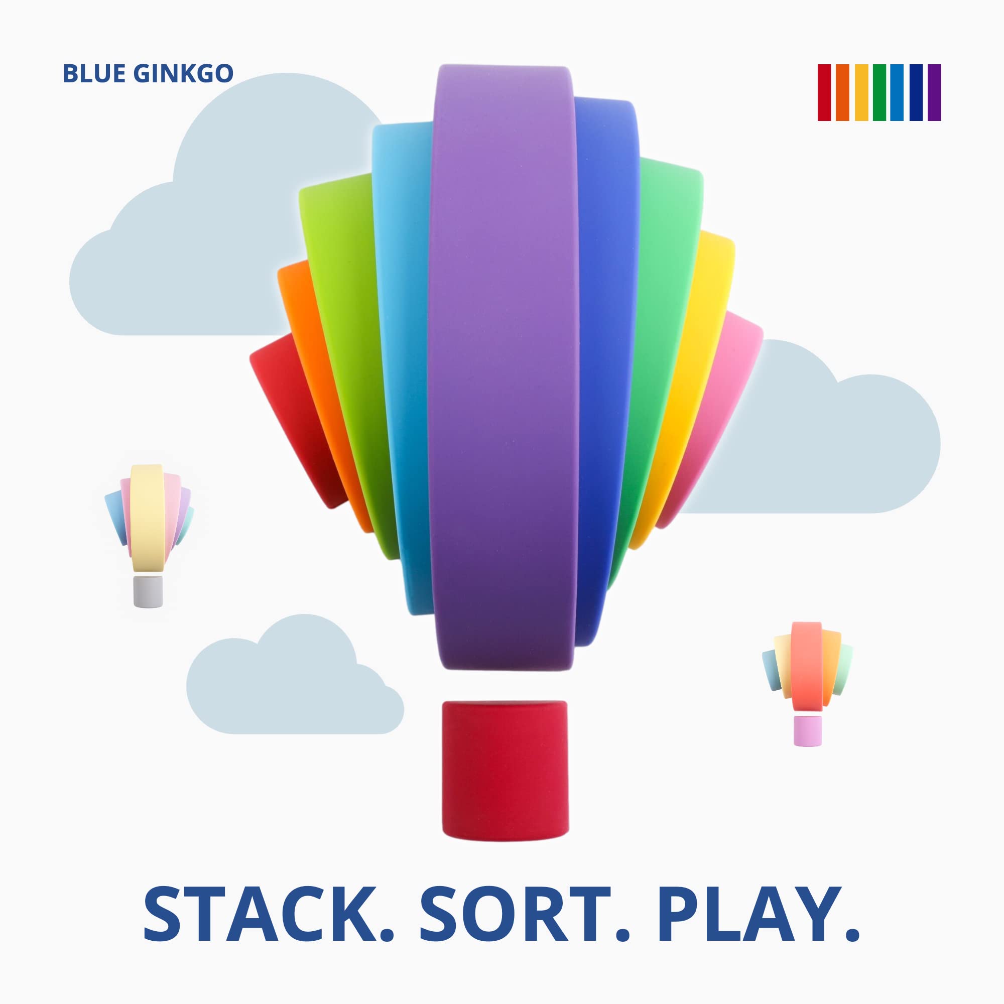 Dishwasher-safe rainbow toy designed for easy cleaning and sanitizing.