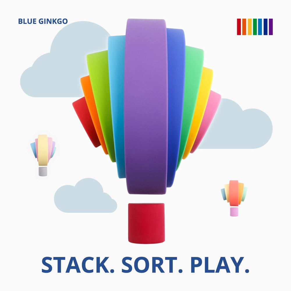 Dishwasher-safe rainbow toy designed for easy cleaning and sanitizing.