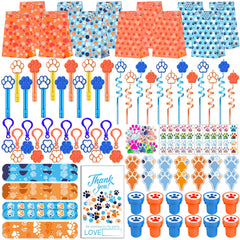 Blue Hydrangea paw-themed crazy straws for kid-friendly sipping.