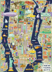 Blue Lobster NYC landmarks puzzle pieces spread aiding collaborative family play