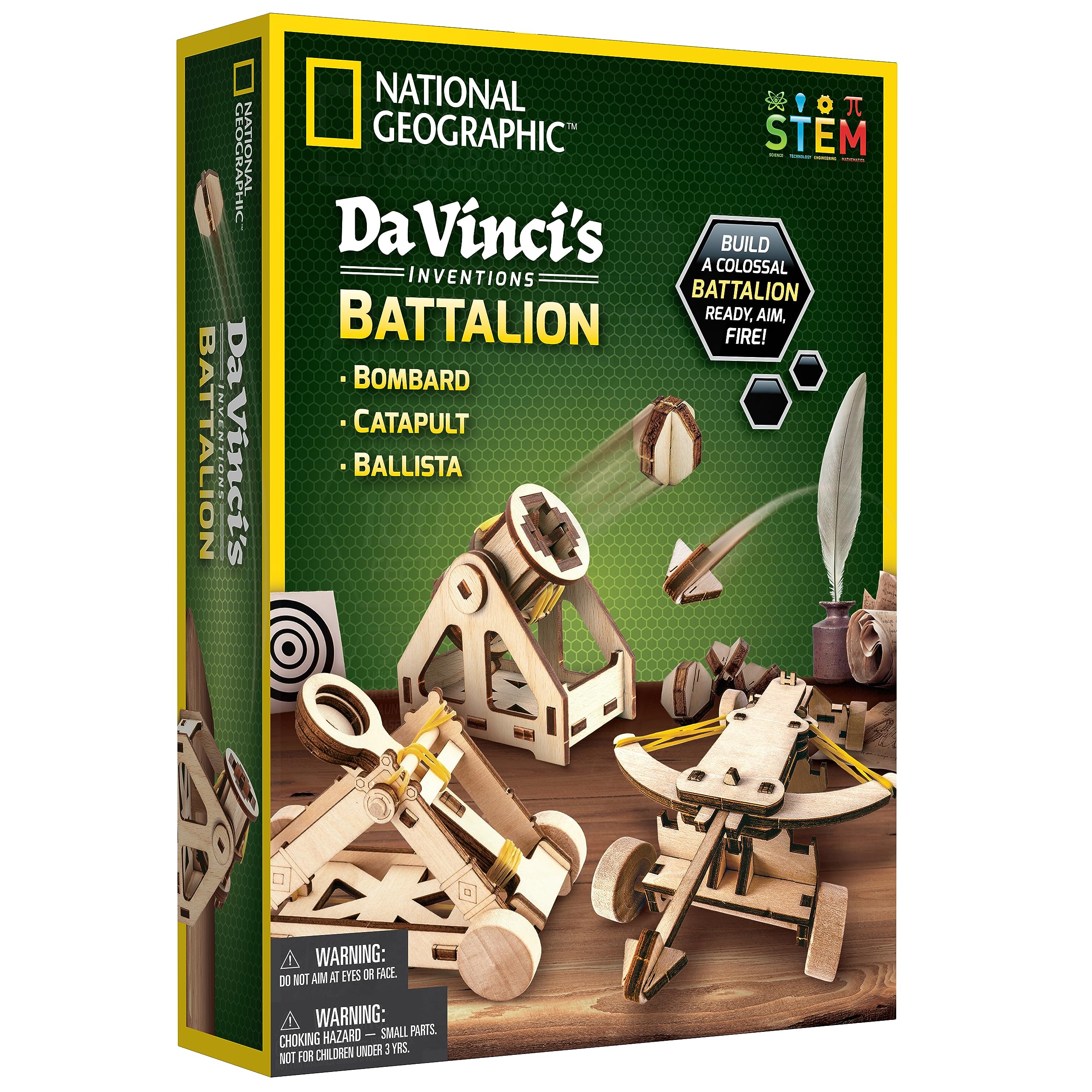 Blue Marble NatGeo Da Vinci ballista kit ready for hands-on assembly.