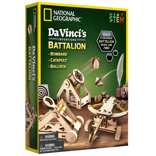 Blue Marble NatGeo Da Vinci ballista kit ready for hands-on assembly.