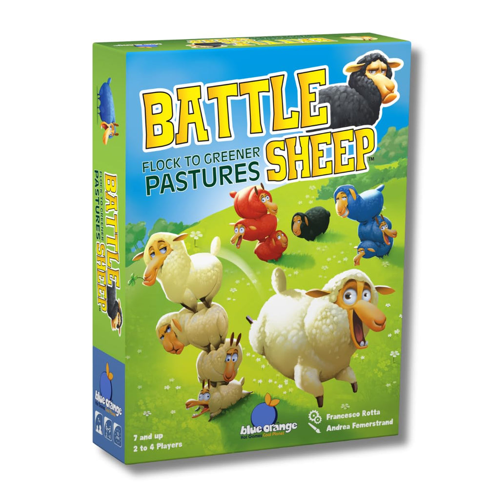 Blue Orange Battle Sheep game board with modular hex tiles for varied maps