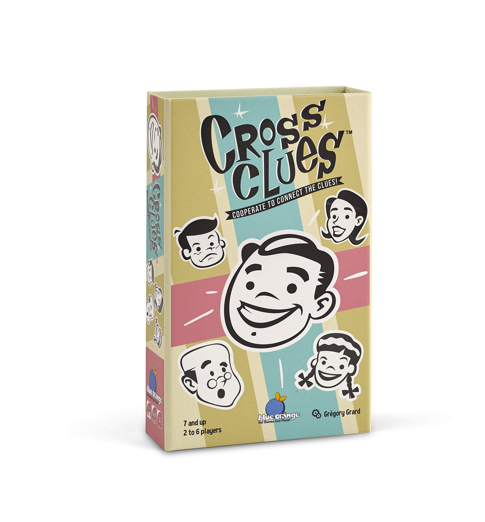 Blue Orange Cross Clues axis tiles enable quick cooperative setup for teams.