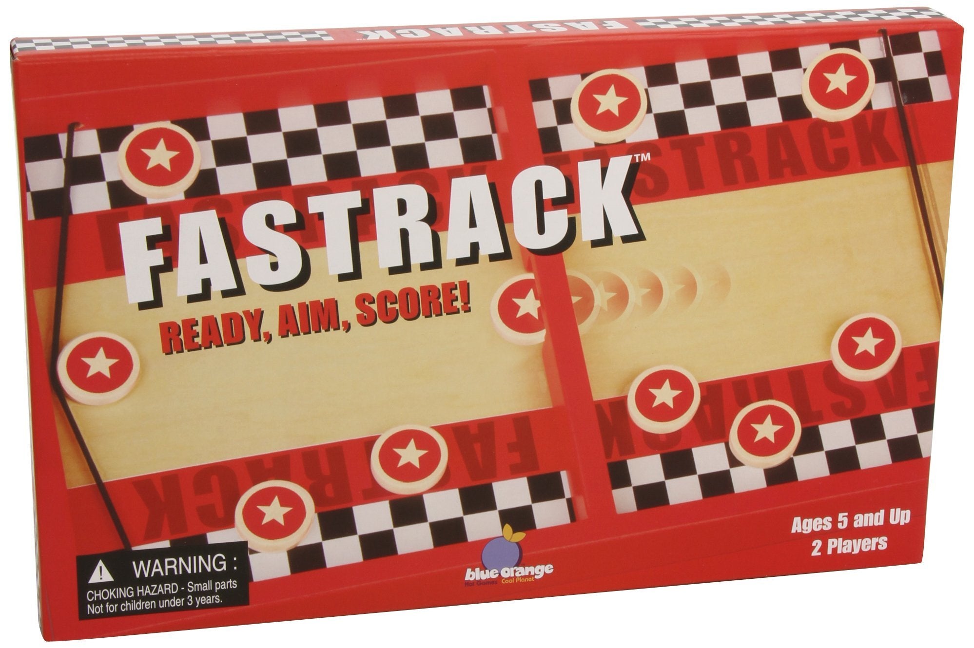 Blue Orange Fastrack board and track ready for fast two-player action