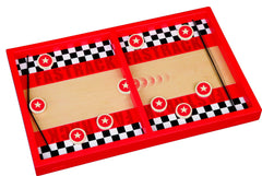 Blue Orange Fastrack discs arranged on the board for quick launches