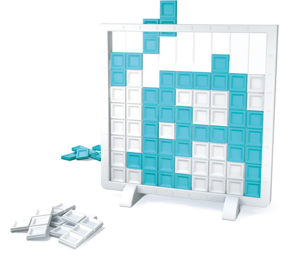 Blue Orange Linkx tetromino tiles close-up showing grip and placement.