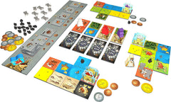 Blue Orange Queendomino knights and coins in a thriving medieval setting