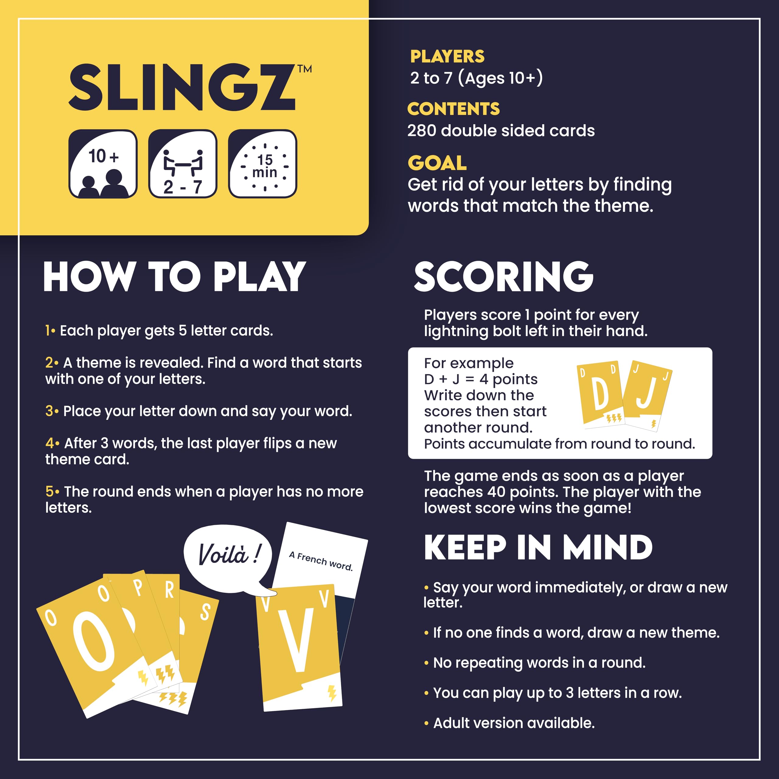 Blue Orange Slingz rapid-fire responses energize friends and family.