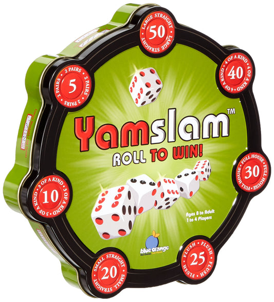 Blue Orange Yamslam dice roll visual for family game night