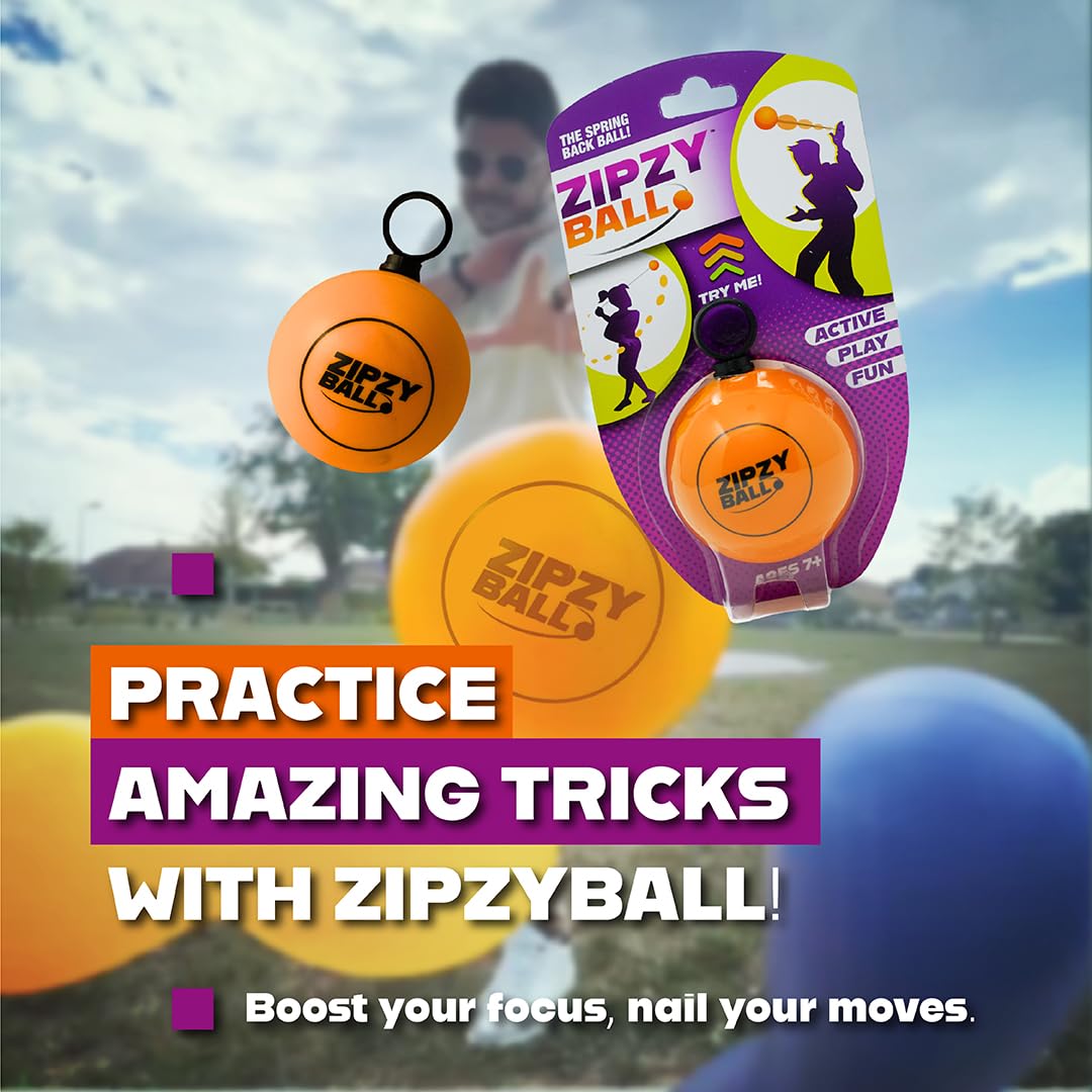 Blue Orange ZipzyBall wall-trick practice builds precision and timing.
