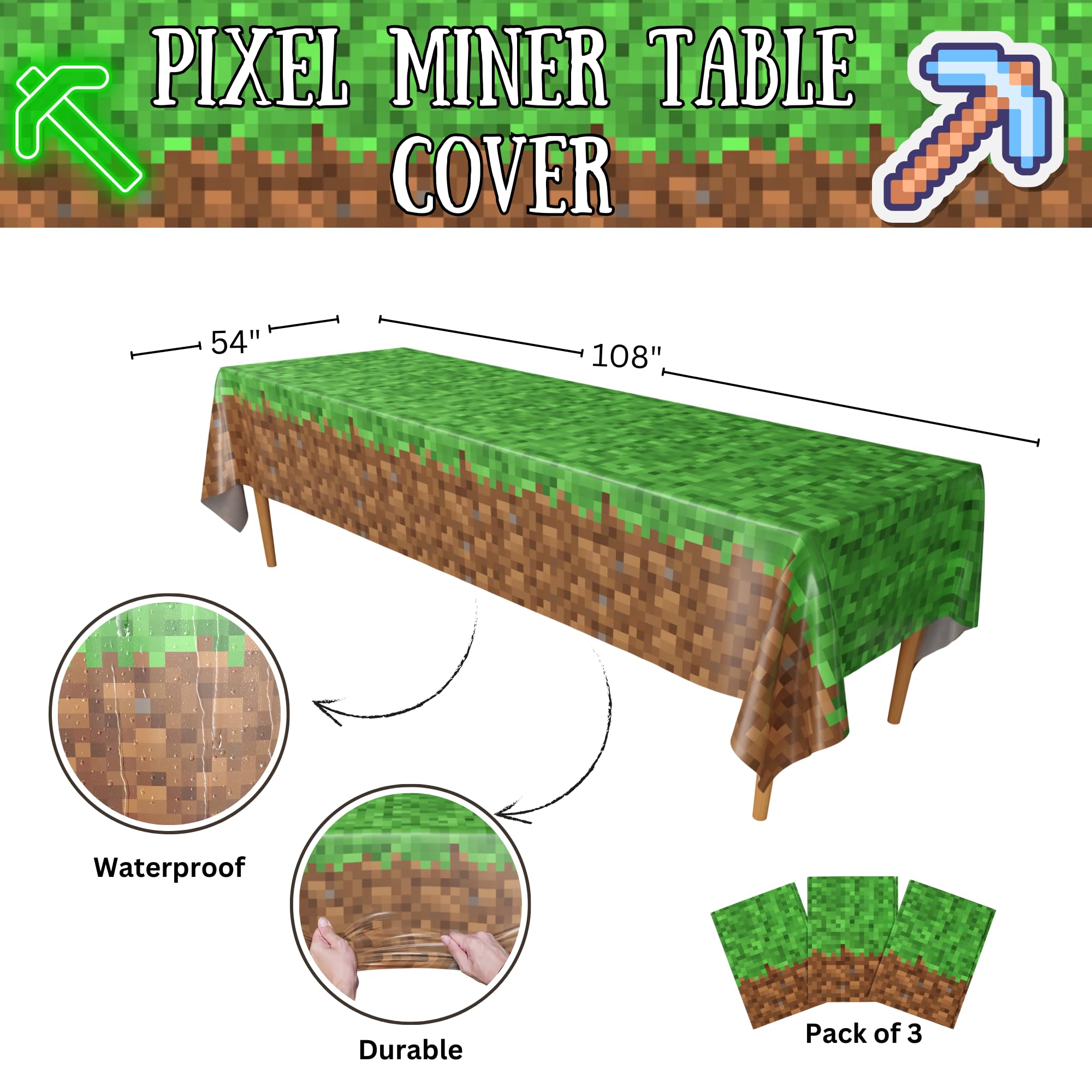 Blue Orchards Pixel Miner table cover setup demonstrating durability for a busy event.
