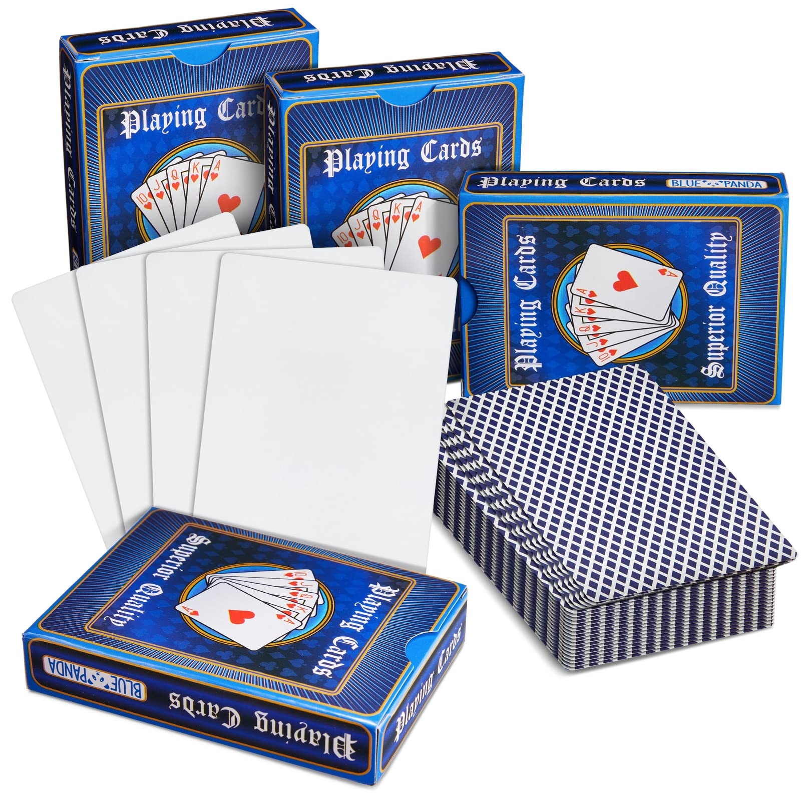 Blue Panda blank cards 3x4 with checkered diamond back for DIY projects