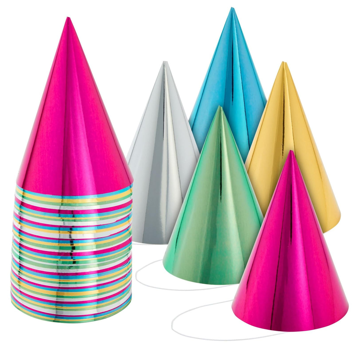 Blue Panda metallic cone blue hat, ideal for kids' parties.