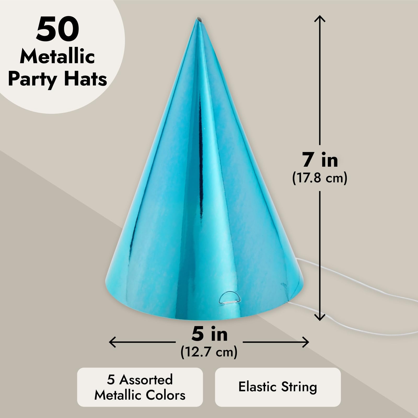 Blue Panda metallic cone silver hat, great for both adults and kids.