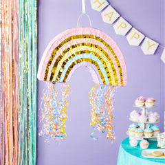 Blue Panda pastel rainbow pinata top opening simplifies filling candy or confetti