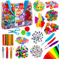 Blue Squid 2000+ pieces craft kit contents laid out for kids creativity.