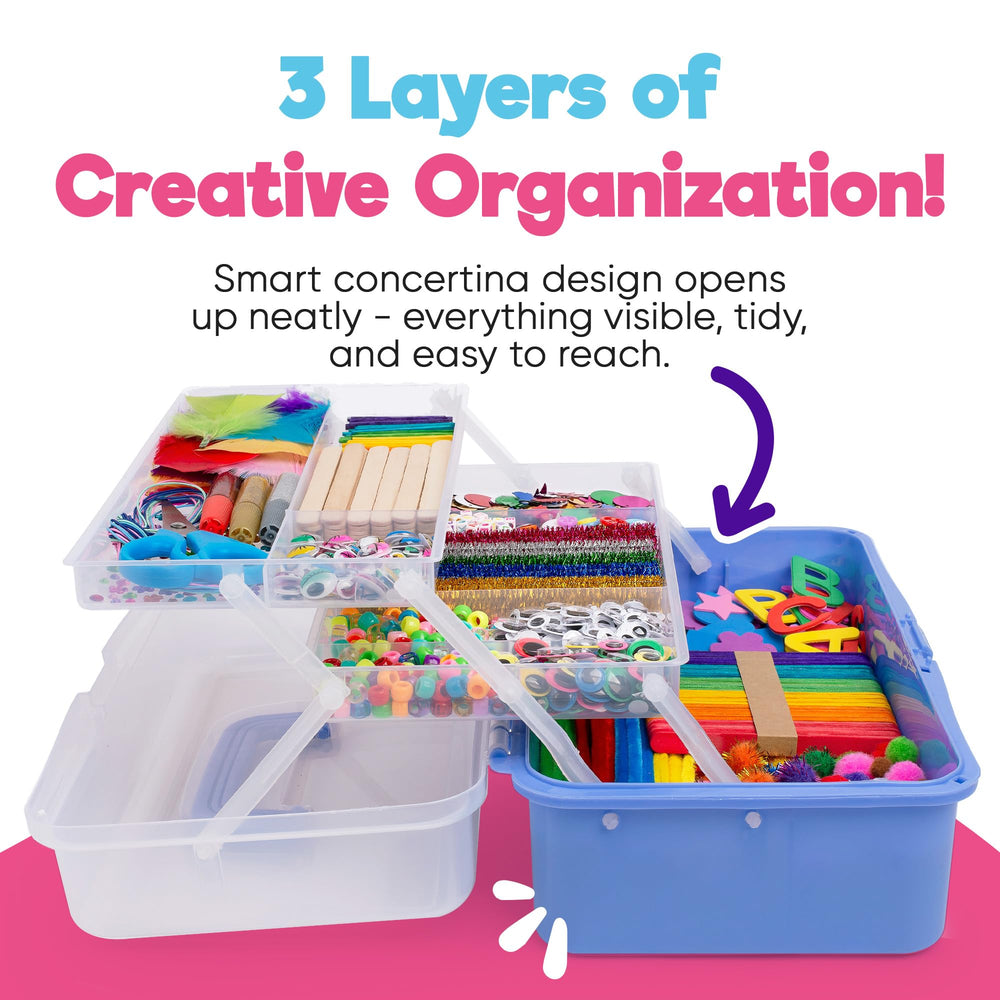 Blue Squid art box purple, drawer open, easy access to supplies.