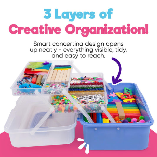 Blue Squid art box purple, drawer open, easy access to supplies.
