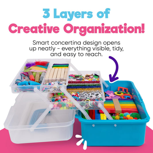 Blue Squid craft box two drawers highlighting tidy storage for kids' supplies