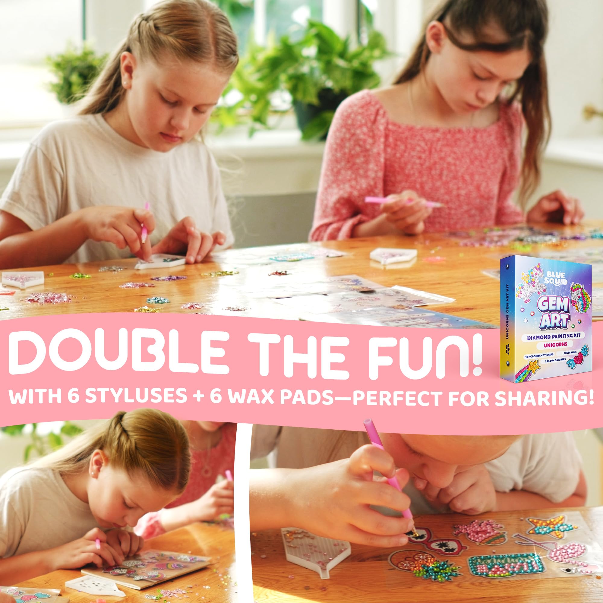 Blue Squid diamond art tools support easy gem placement for kids.